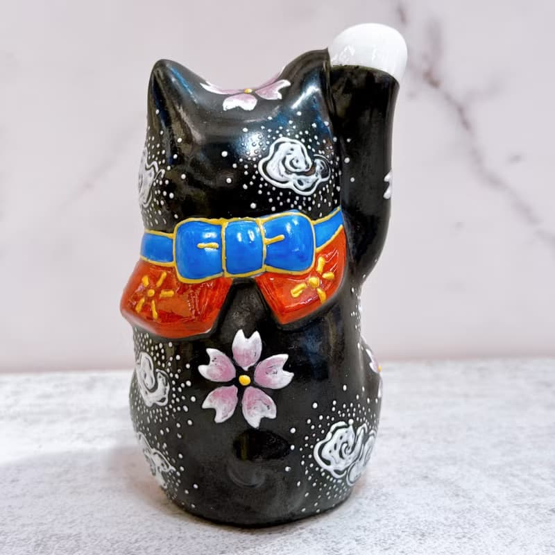 【福映朝霞】日本九谷燒招財貓 | 櫻花赤富士