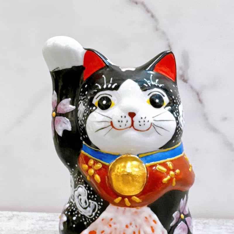 【福映朝霞】日本九谷燒招財貓 | 櫻花赤富士