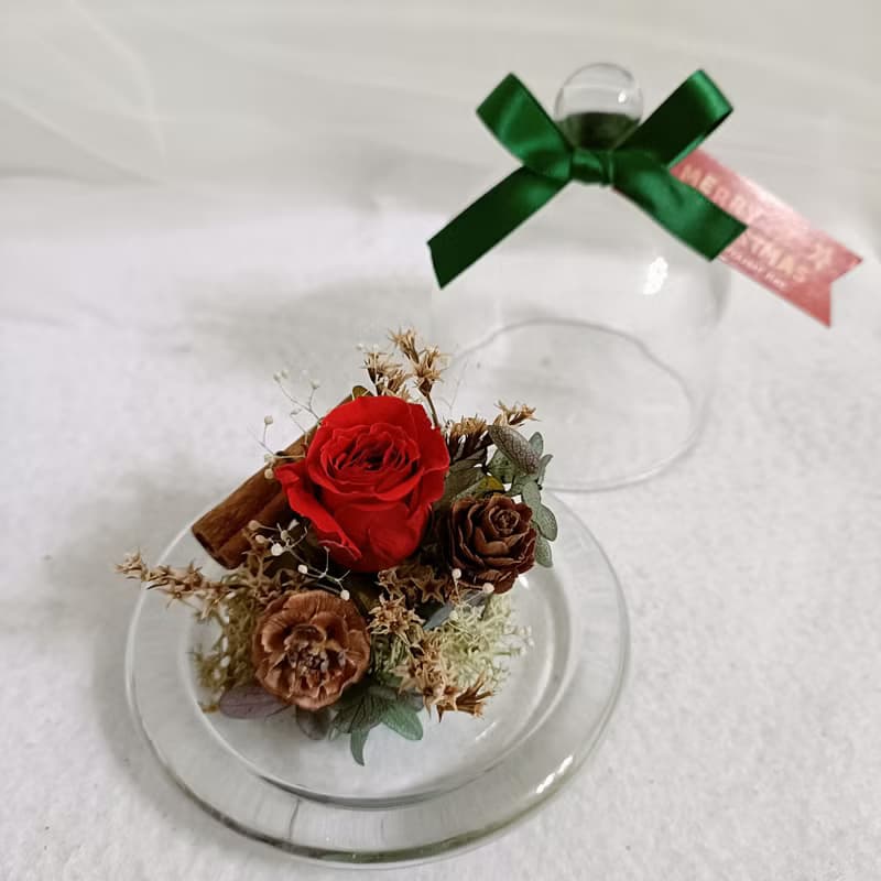 玫瑰玻璃盅罩  生日情人節結婚捧花永生乾燥花七夕情人節花束中秋