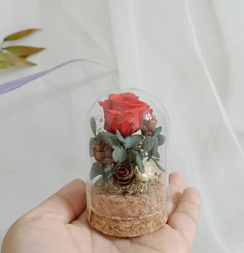 玫瑰玻璃盅罩  生日情人節結婚捧花永生乾燥花七夕情人節花束中秋