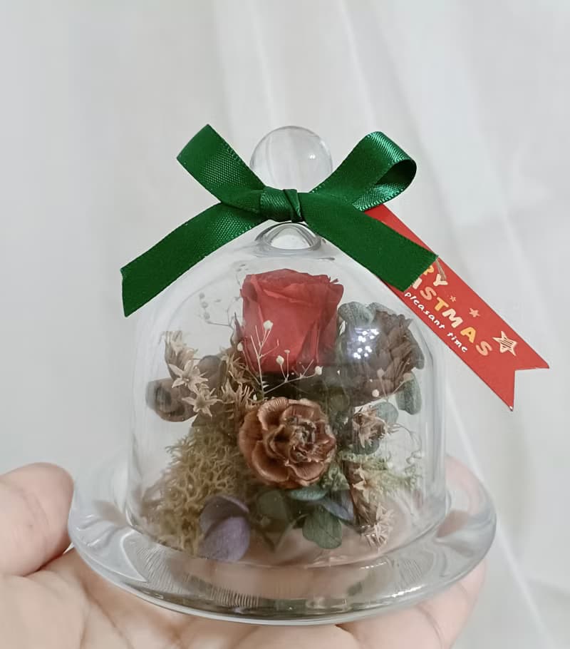 玫瑰玻璃盅罩  生日情人節結婚捧花永生乾燥花七夕情人節花束中秋