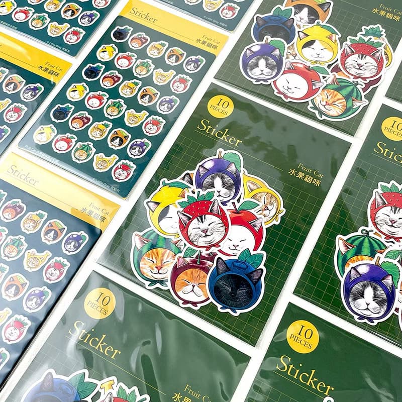 水果貓咪防水貼紙組/迷你貼紙