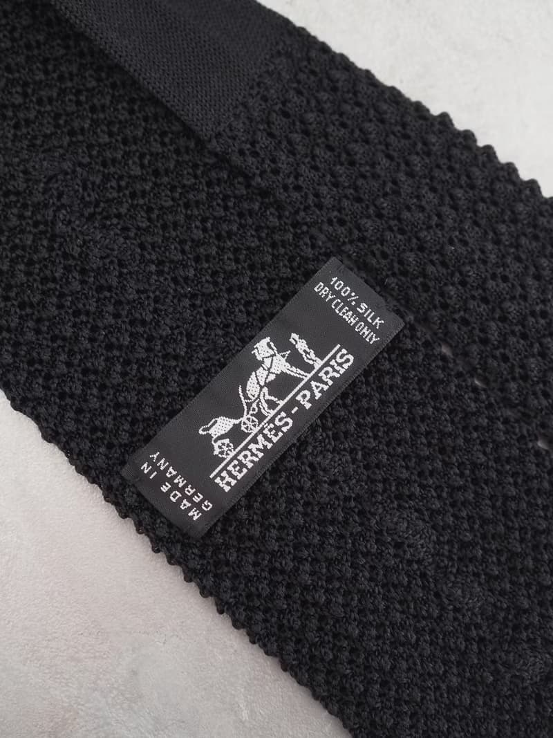 HERMES エルメス ニット ネクタイ ブラック ユニセックス ヴィンテージ