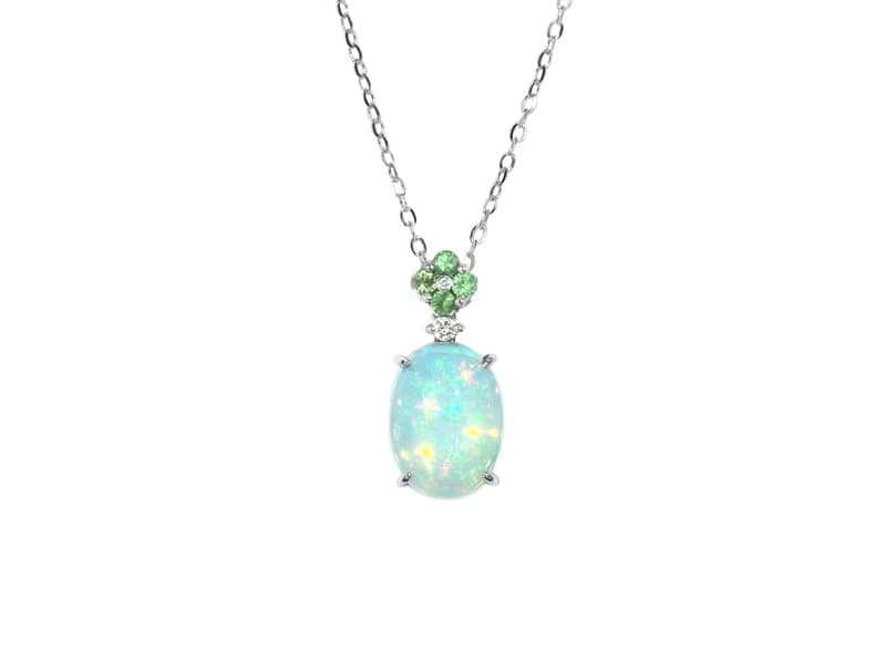 丁香花 Lilac系列 | 蛋白石 / 歐泊 / 沙佛萊 18K小花項鍊