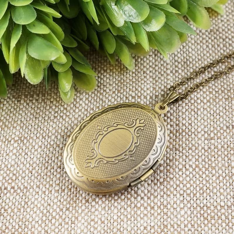 Pink Fuchsia Abalone Paua Shell Bronze Photo Locket Pendant Necklace Jewelry
