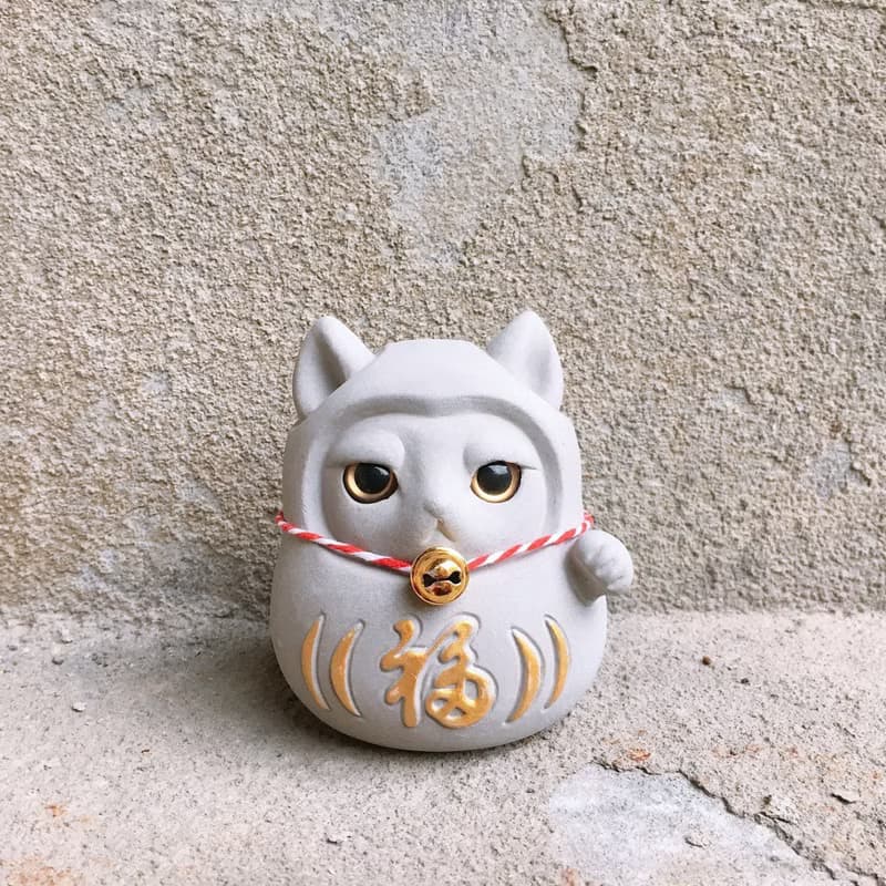 【快速出貨】達摩招財貓 泥穩賺 水泥 擴香石 交換禮物