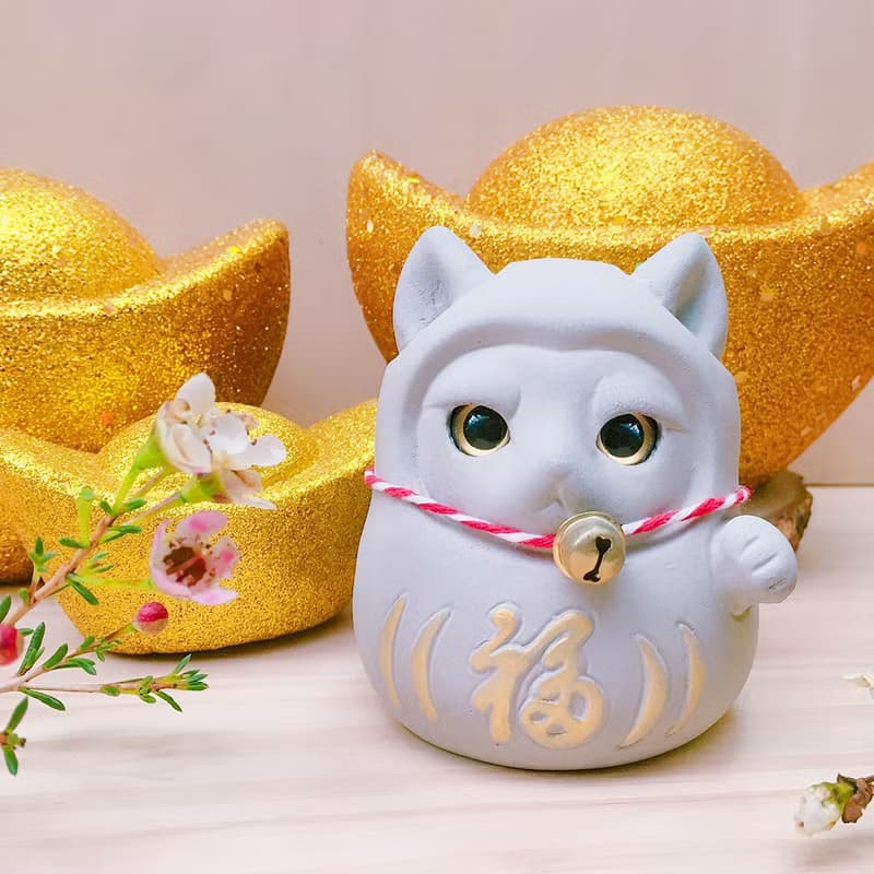 【快速出貨】達摩招財貓 泥穩賺 水泥 擴香石 交換禮物