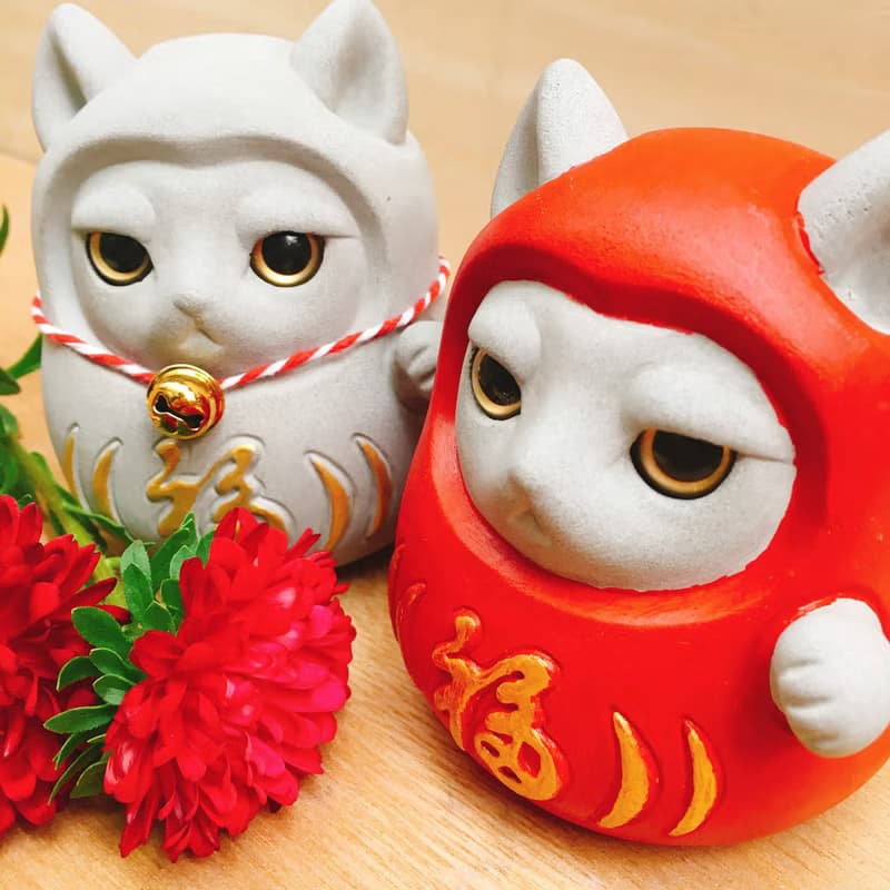 【快速出貨】達摩招財貓 泥穩賺 水泥 擴香石 交換禮物