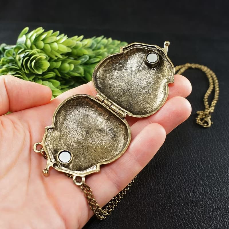 Steampunk Purse Locket Necklace Watch Face Gear Bag Pendant Wish Keeper Jewelry