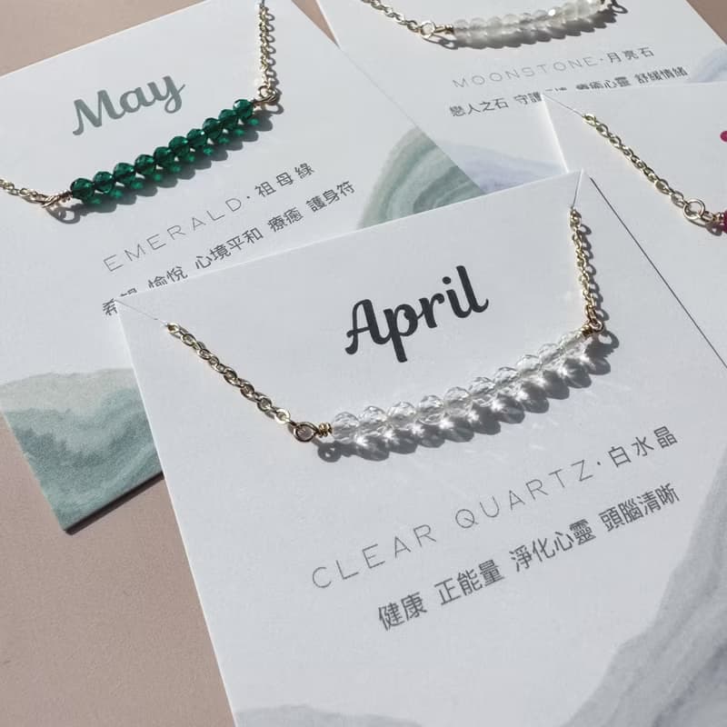 / 誕生石 / 4月生日石 天然水晶項鍊 鍍14K金項鏈  閨蜜姊妹禮物