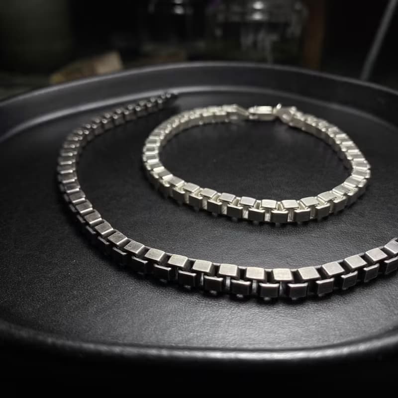 純銀手鍊 / 方格 / 寬度有三種4.8mm/3.8mm/3mm