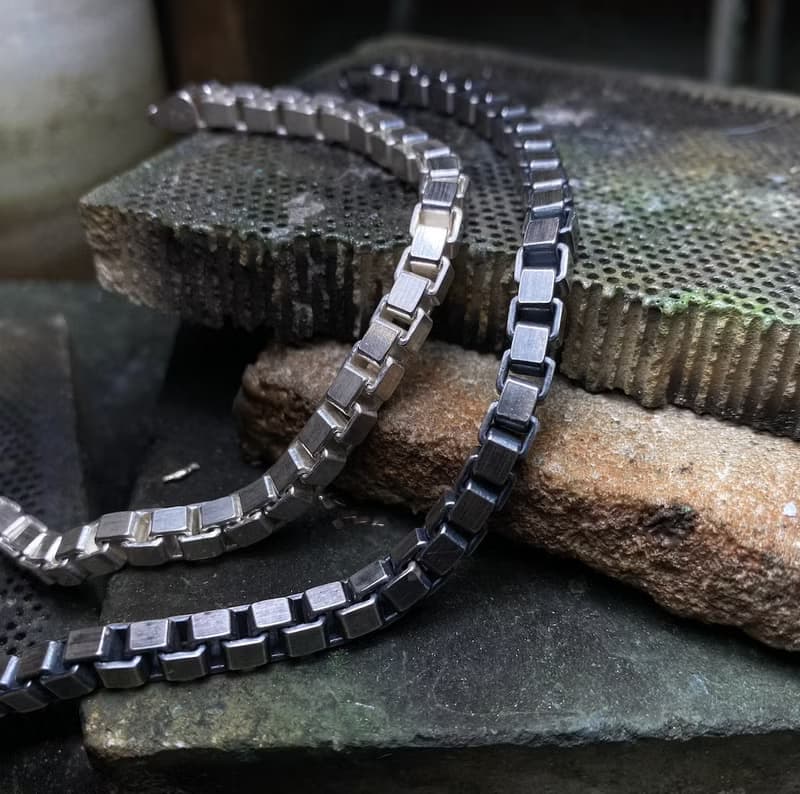 純銀手鍊 / 方格 / 寬度有三種4.8mm/3.8mm/3mm