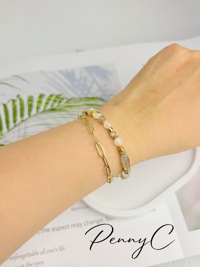 水晶手鍊 拉長石 月光石 穩定情緒 舒緩壓力 幫助睡眠