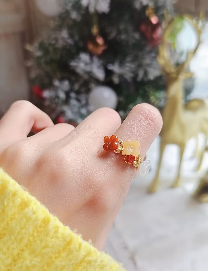招財•貴人•感情•淨化|桂花園|緬甸A貨翡翠純銀多朵設計款戒指