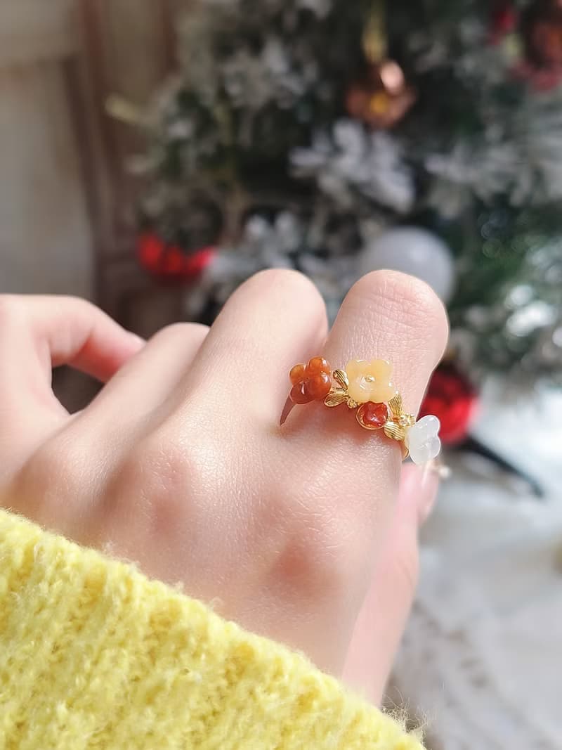 招財•貴人•感情•淨化|桂花園|緬甸A貨翡翠純銀多朵設計款戒指