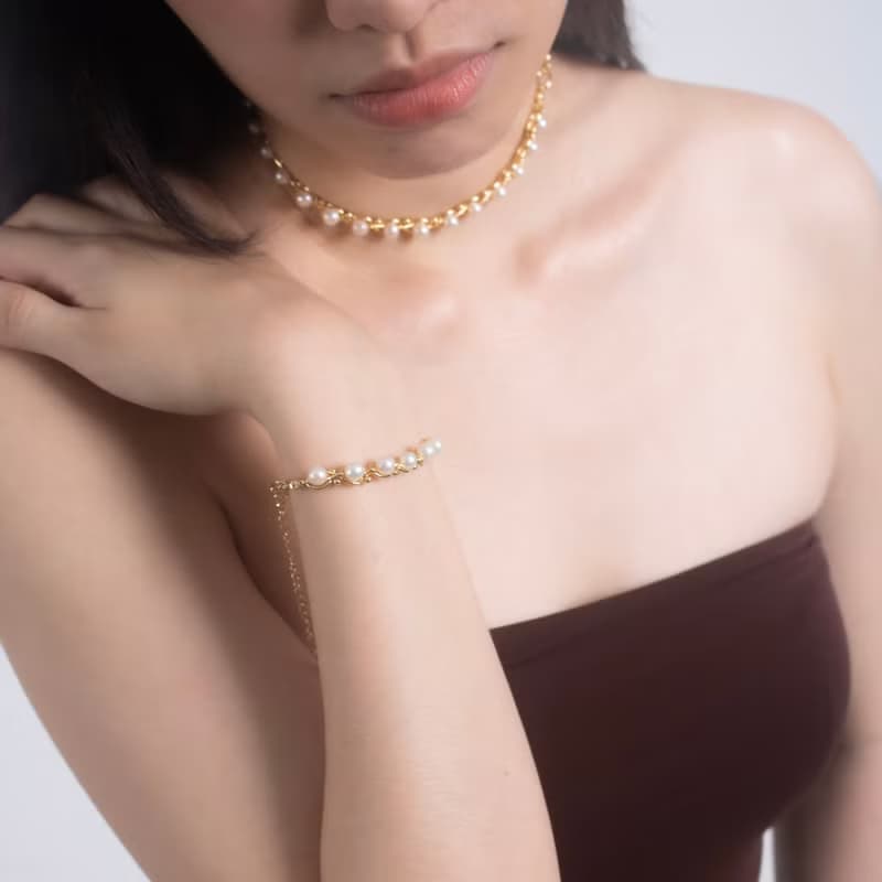 【手作設計】Bounce 單排纏繞天然珍珠手鍊(現貨)(金/銀)