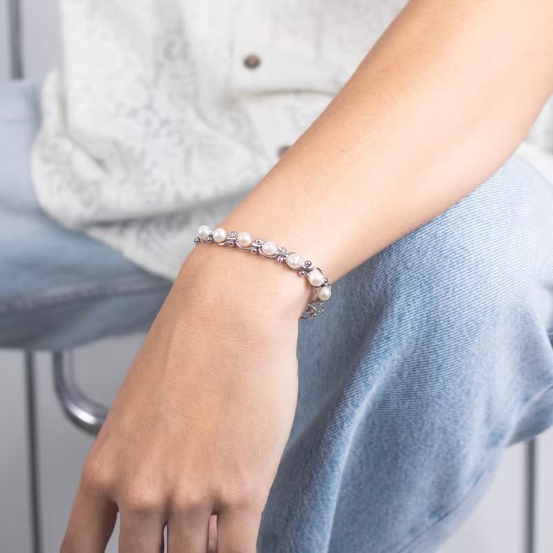 【手作設計】Bounce 單排纏繞天然珍珠手鍊(現貨)(金/銀)