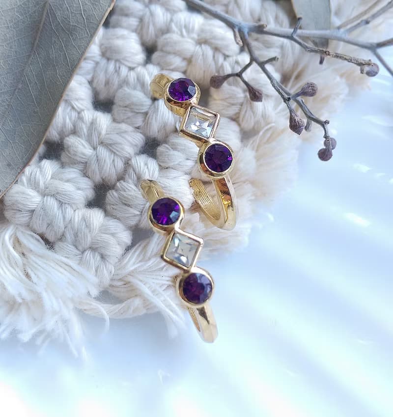 Vintage Jewelry 西洋古董飾品 AVON C圈 優雅萊茵鑽 針式耳環