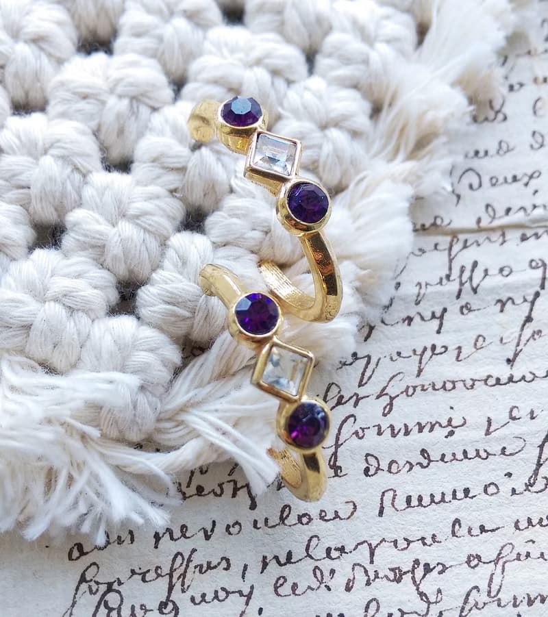 Vintage Jewelry 西洋古董飾品 AVON C圈 優雅萊茵鑽 針式耳環
