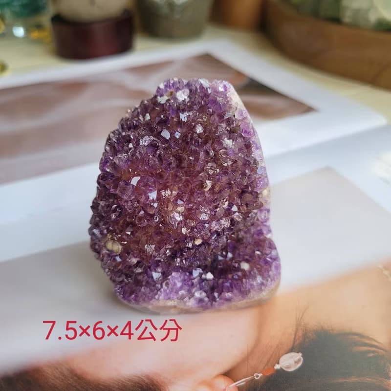 招財納福風水擺件/烏拉圭紫彩晶晶花晶鎮/貴人智慧