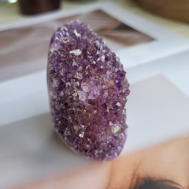 招財納福風水擺件/烏拉圭紫彩晶晶花晶鎮/貴人智慧