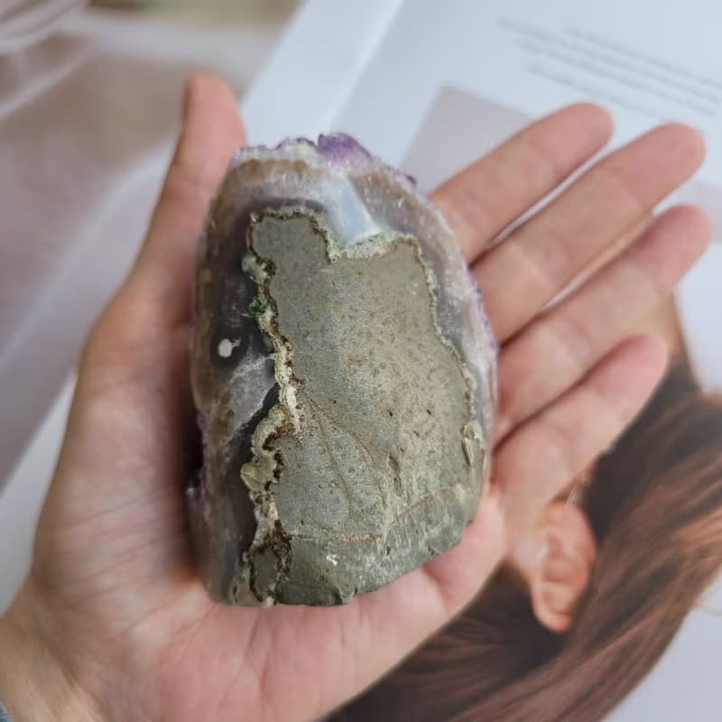 招財納福風水擺件/烏拉圭紫彩晶晶花晶鎮/貴人智慧