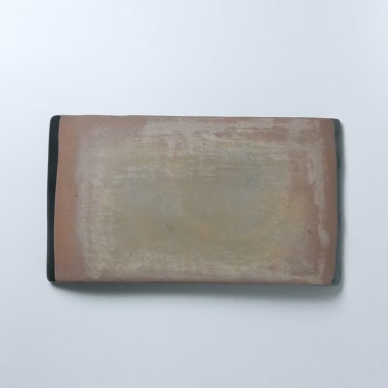 小石原燒小石原燒平盤長盤甜品盤18cm白黑白黑早川陶陶餐具