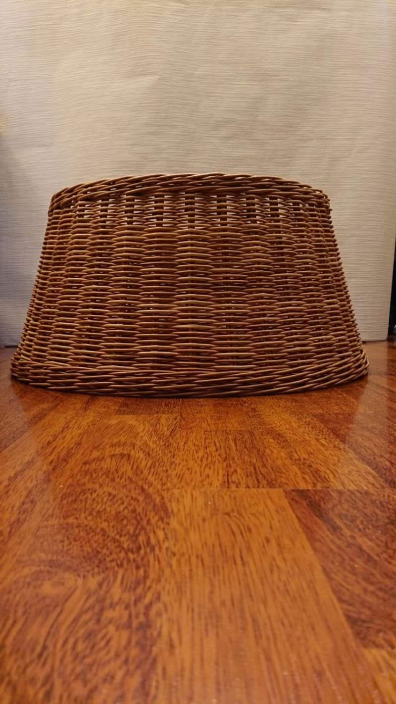 Festive Weave Christmas Tree Skirt. Wicker Christmas tree basket without bottom.