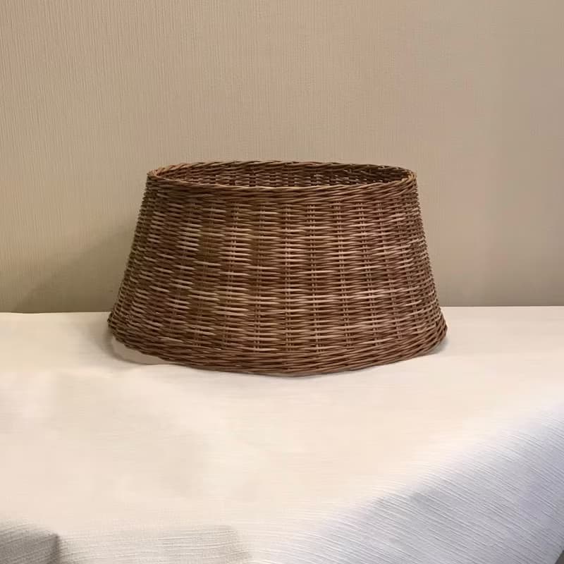 Festive Weave Christmas Tree Skirt. Wicker Christmas tree basket without bottom.