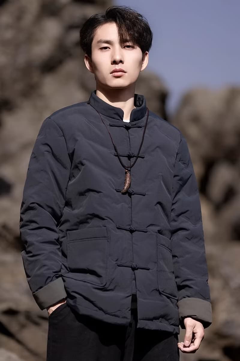 中式復古 極簡盤扣寬鬆羽絨服上衣