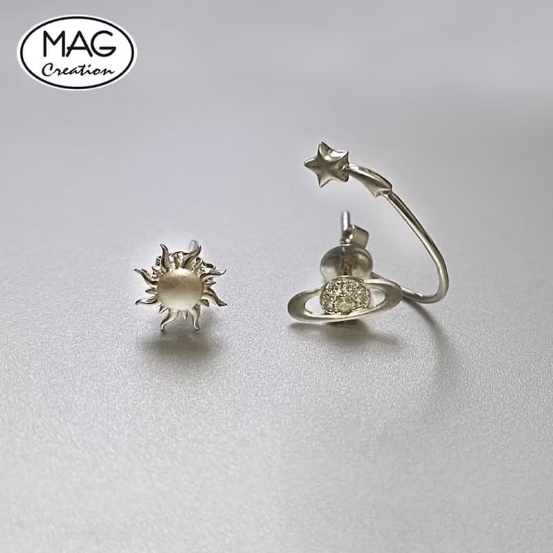 Mix & Match | 銀河系列 | 土星配太陽18K金耳環套裝