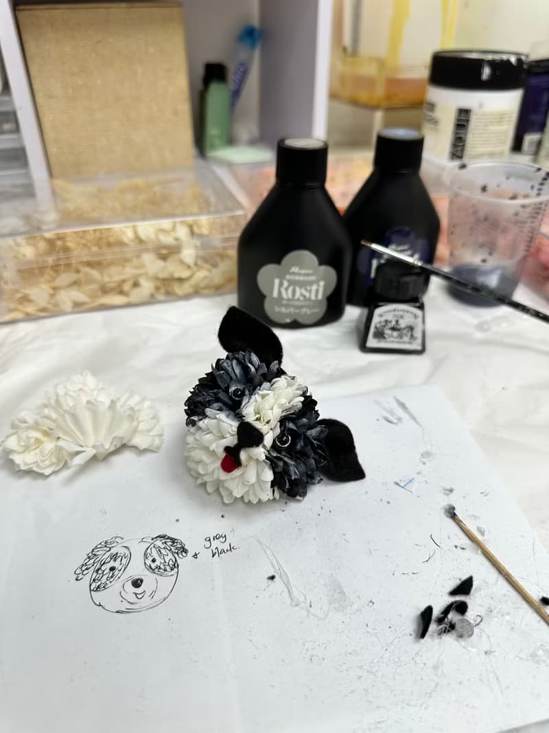 不凋花黑白狗仔花環 | Q版邊境牧羊犬 多色選擇