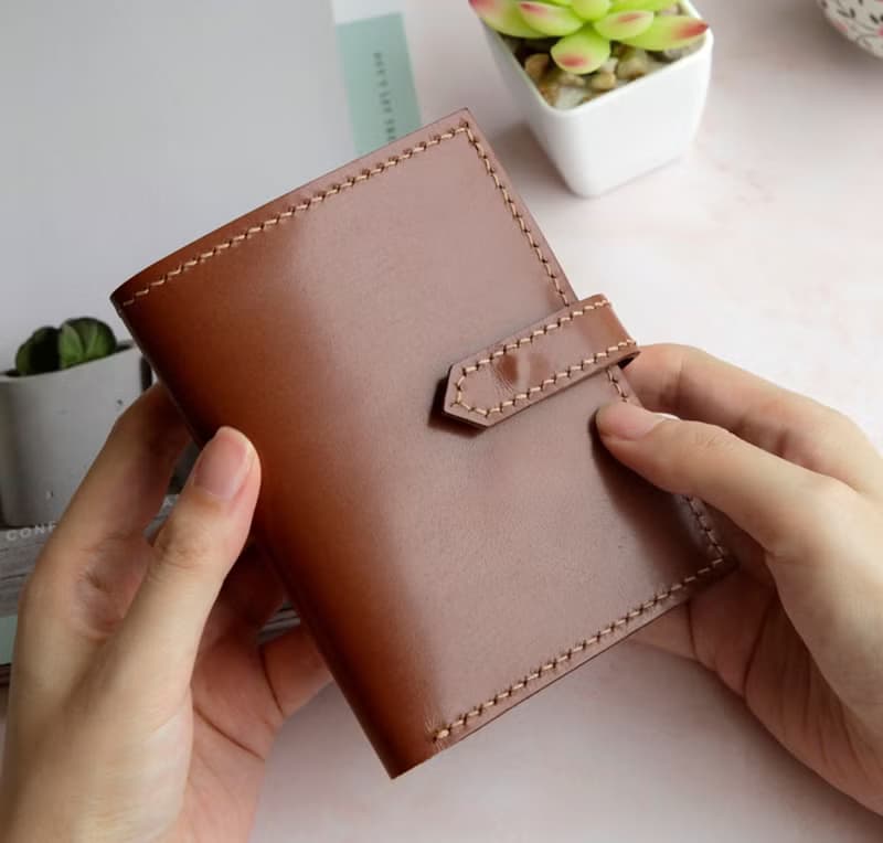 皮革diy材料包/完成品 搭扣豎款錢包 零錢袋短夾 散紙袋銀包刻名