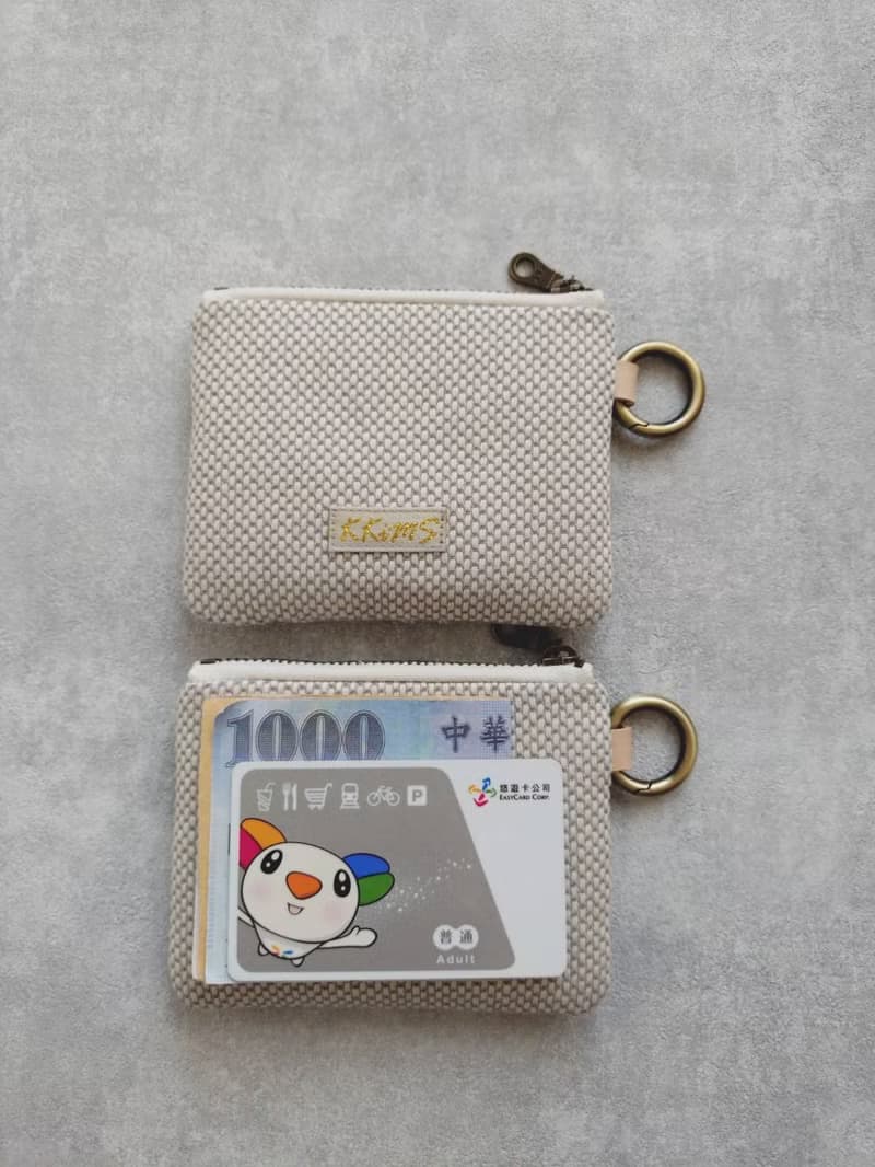 【FQ10/方塊小錢包】日本刺繡 點線圓 綠 灰 日本刺子布 法國金蔥
