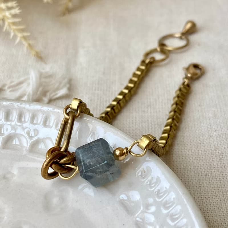 老林雜貨 | 方塊拉長石手鍊