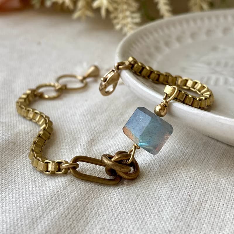 老林雜貨 | 方塊拉長石手鍊