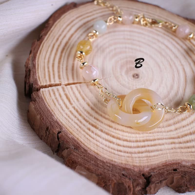 Six Cats 環環相扣櫻花瑪瑙手鍊 手環 禮物