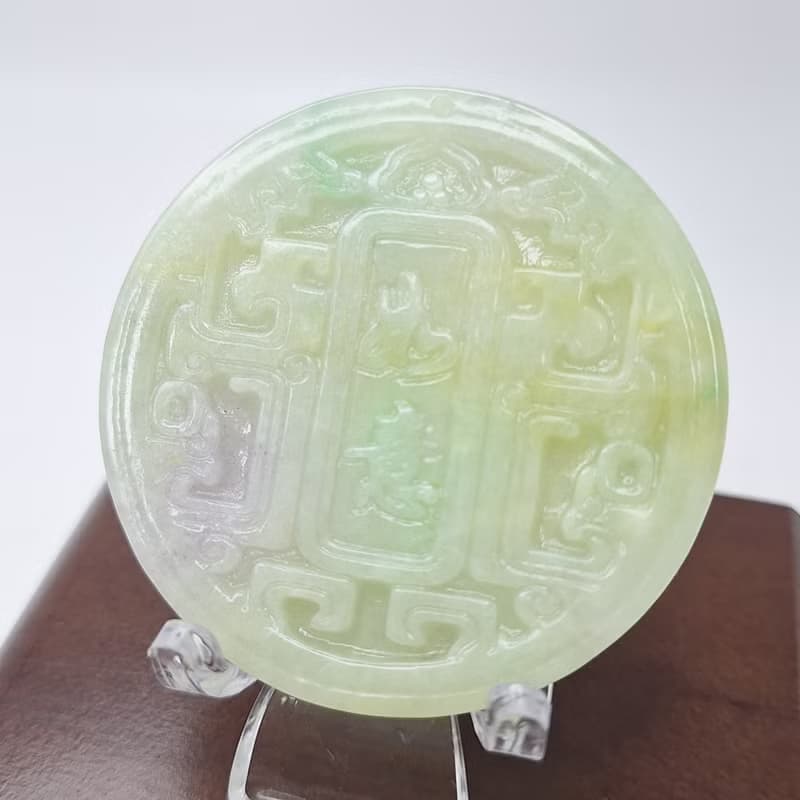 冰三彩 富貴如意牌件 吊墜 | 天然緬甸玉A貨翡翠