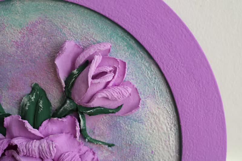 Roses, decorative wall panel, sculptural painting.