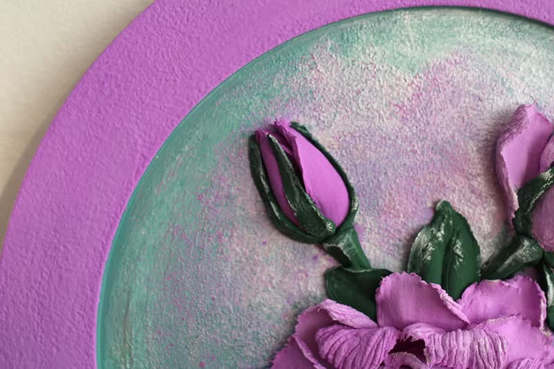 Roses, decorative wall panel, sculptural painting.