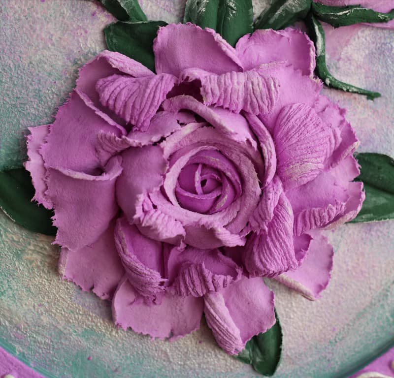 Roses, decorative wall panel, sculptural painting.