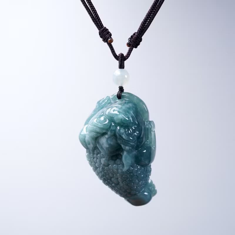 【招財神獸】藍水翡翠三腳蟾蜍項鍊 | 天然翡翠A貨 | 送禮