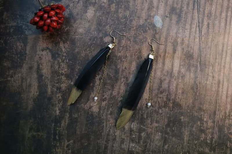 黑色羽毛耳環浪漫小情懷耳飾