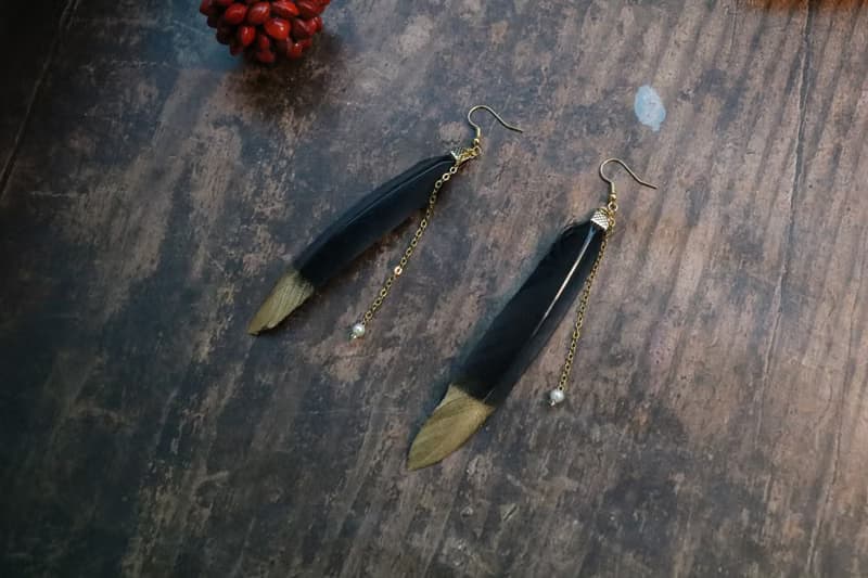 黑色羽毛耳環浪漫小情懷耳飾