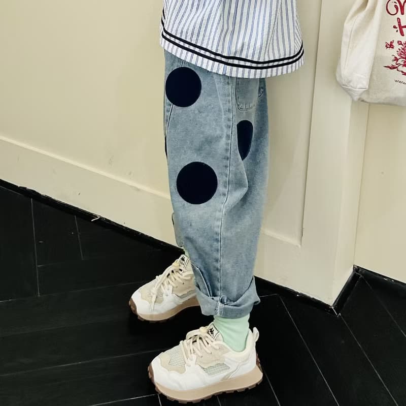 植絨圓圈水洗牛仔褲 / 純棉 褲子 童裝