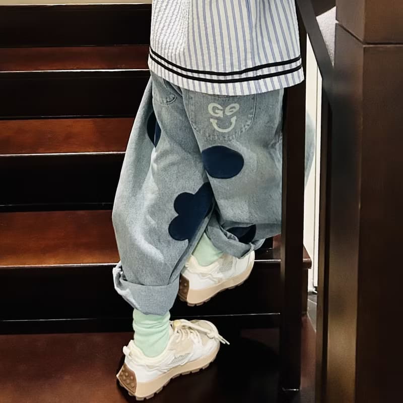 植絨圓圈水洗牛仔褲 / 純棉 褲子 童裝
