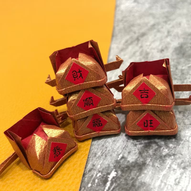 水泥製摩艾擺飾 一組二入 財神金元寶組合  交換禮物