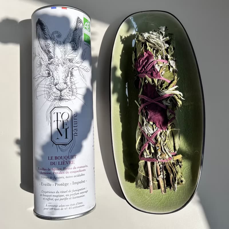 法國Totem Nature 有機淨化薰香 【野兔花束+瓷盤】套装