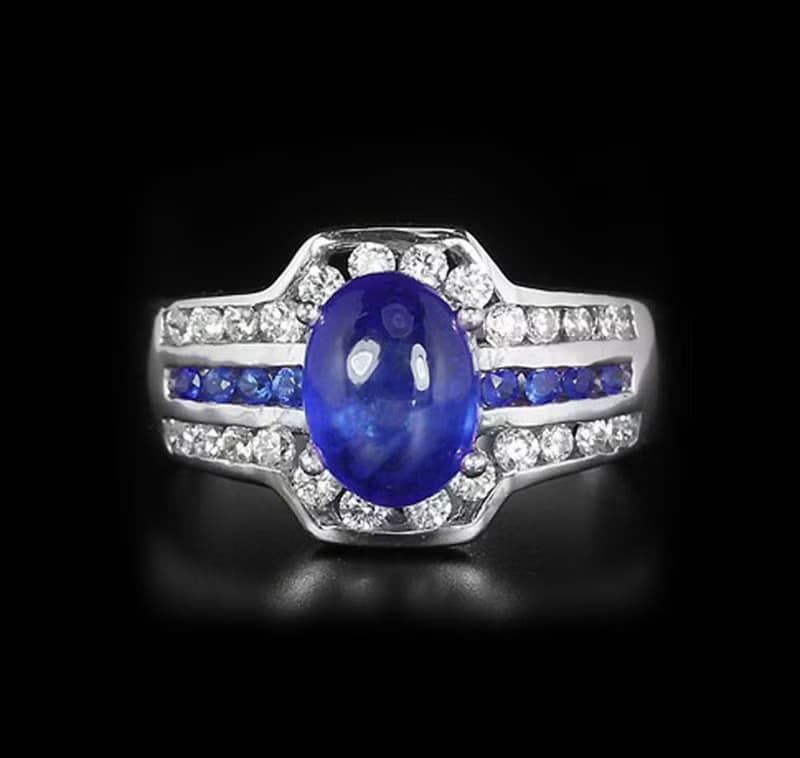 2.7 Natural blue sapphier ring silver sterling ring wedding size 7.0 free resize