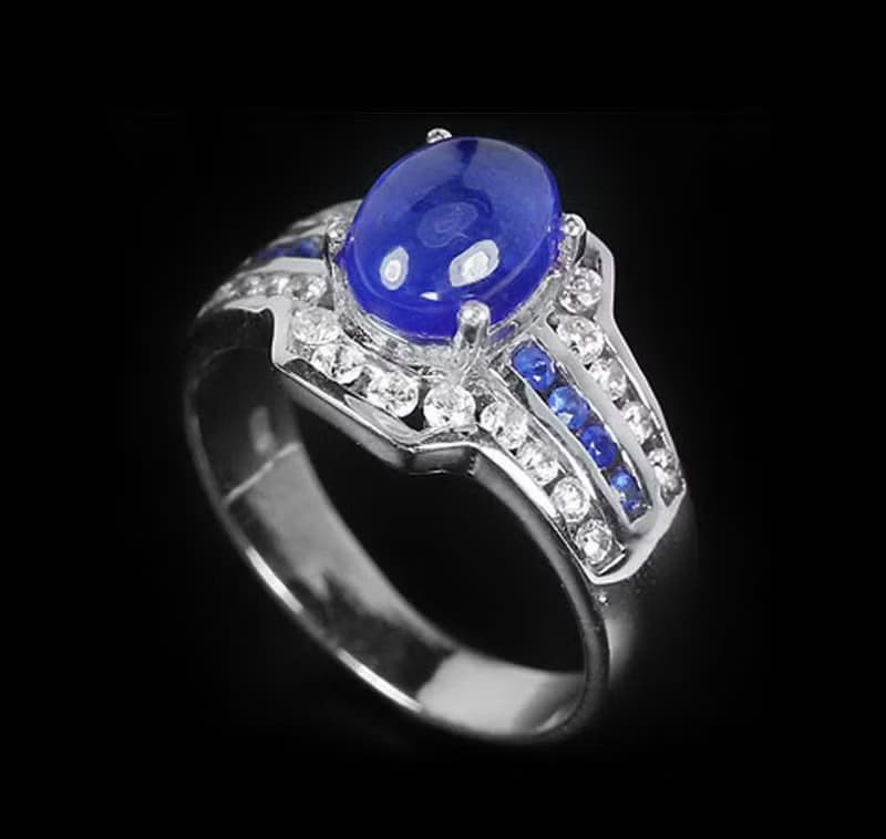 2.7 Natural blue sapphier ring silver sterling ring wedding size 7.0 free resize